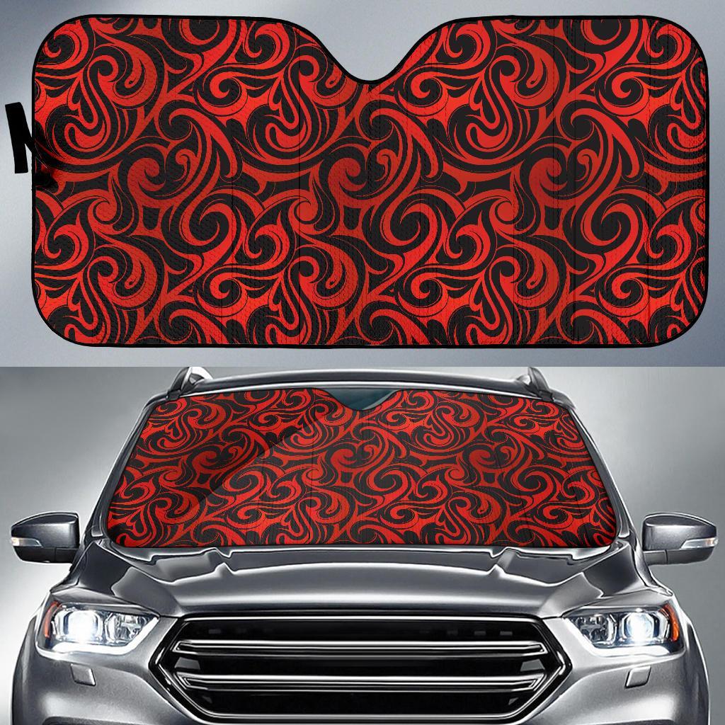 Maori Red Black Themed Design Car Sun Shade For Windshield