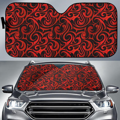 Maori Red Black Themed Design Car Sun Shade For Windshield