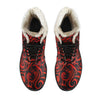 Maori Red Black Themed Design Faux Fur Leather Boots-JTAMIGO.COM