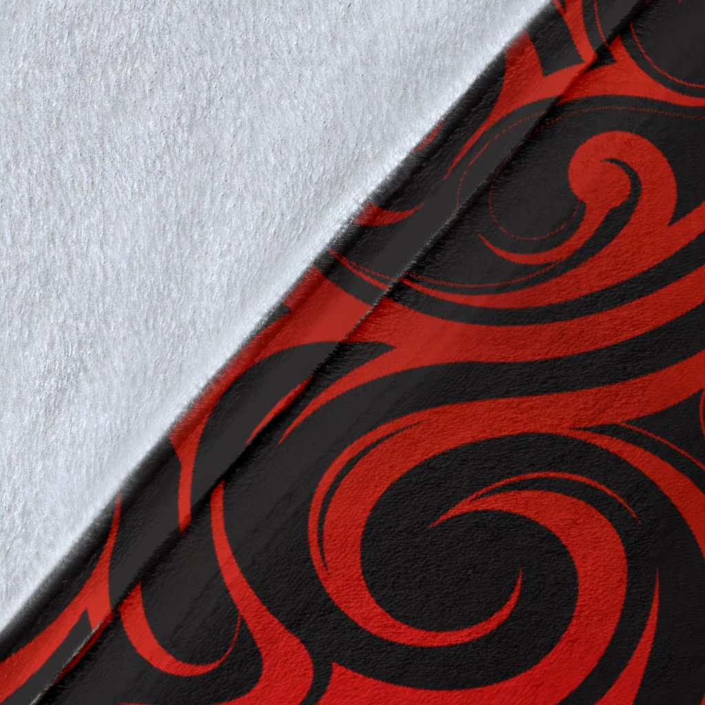 Maori Red Black Themed Design Fleece Blanket