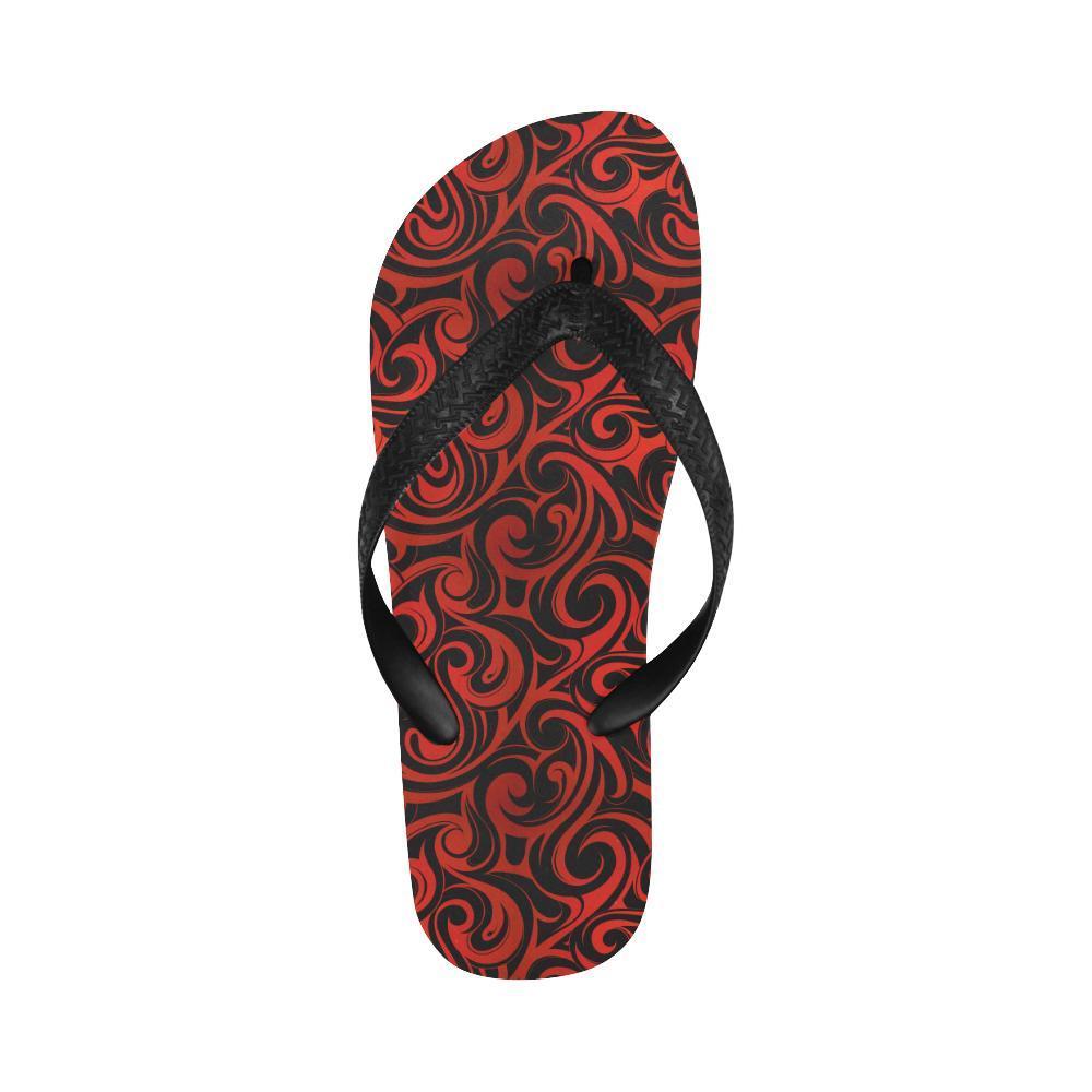Maori Red Black Themed Design Flip Flops-JTAMIGO.COM