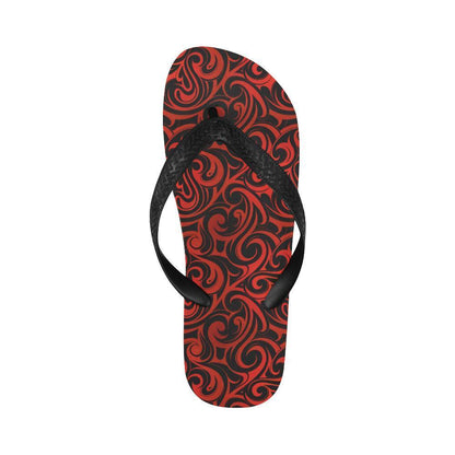 Maori Red Black Themed Design Flip Flops-JTAMIGO.COM