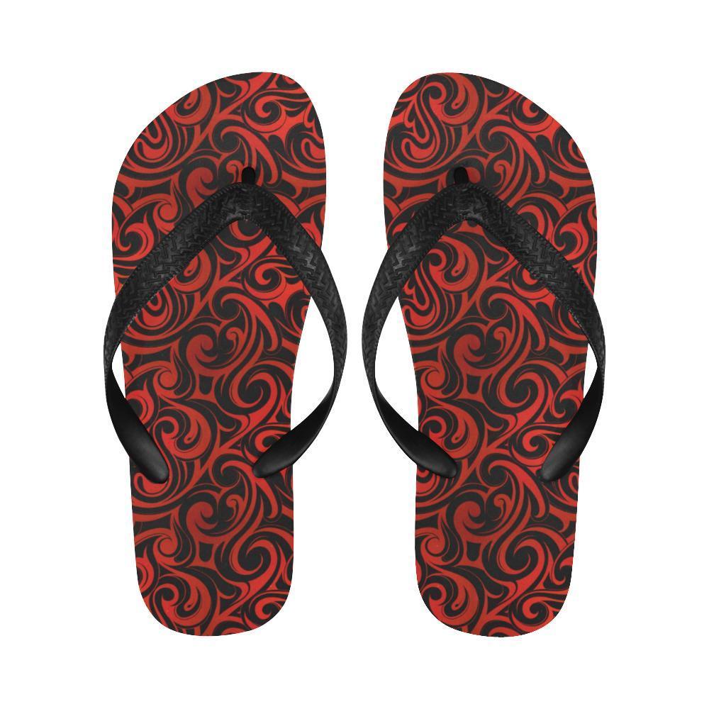 Maori Red Black Themed Design Flip Flops-JTAMIGO.COM