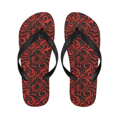 Maori Red Black Themed Design Flip Flops-JTAMIGO.COM