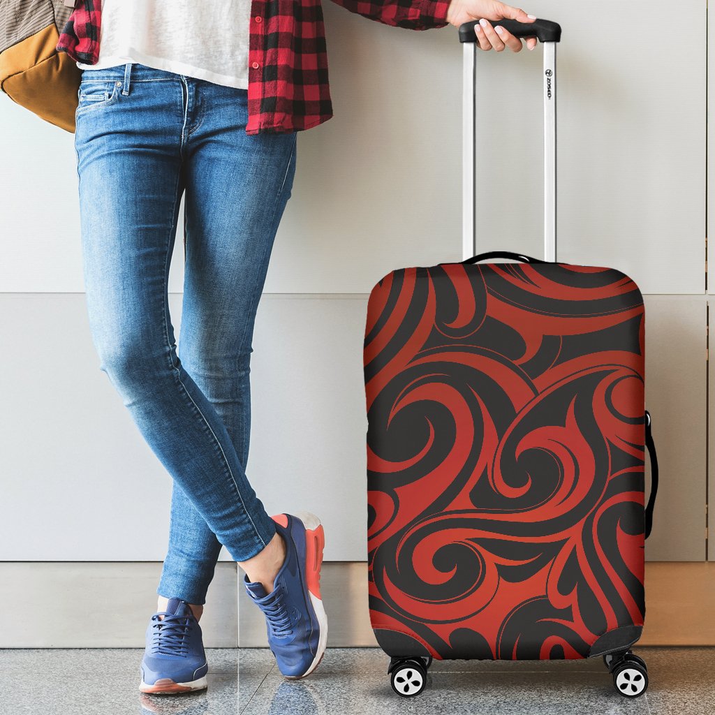 Maori Red Black Themed Design Luggage Cover Protector