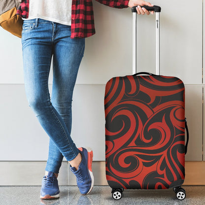 Maori Red Black Themed Design Luggage Cover Protector