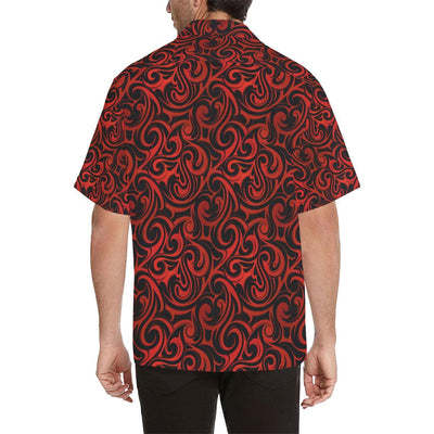 Maori Red Black Themed Design Men Aloha Hawaiian Shirt