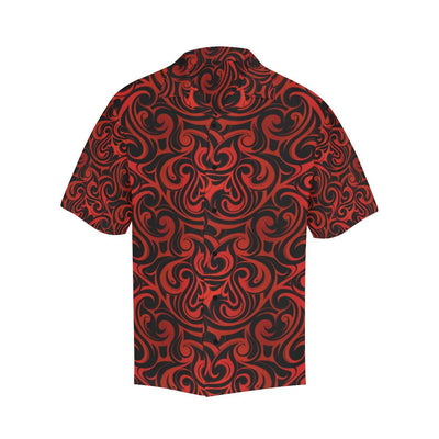 Maori Red Black Themed Design Men Aloha Hawaiian Shirt
