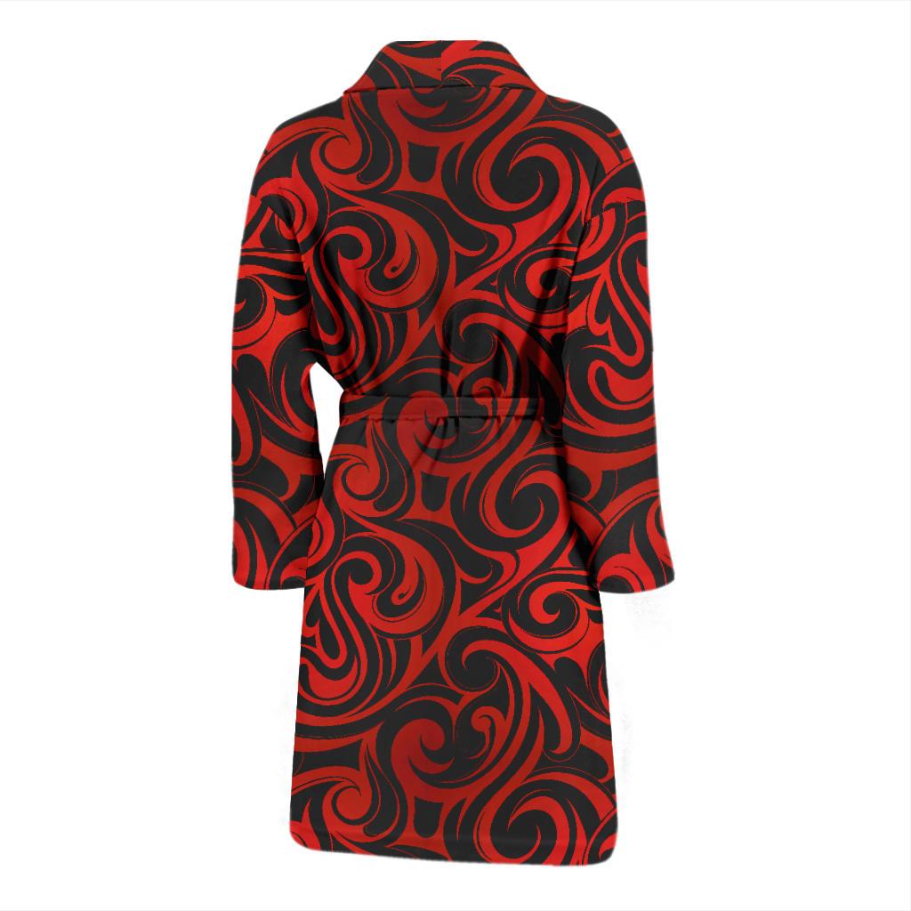 Maori Red Black Themed Design Men Bath Robe-JTAMIGO.COM