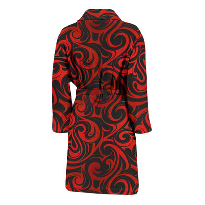 Maori Red Black Themed Design Men Bath Robe-JTAMIGO.COM