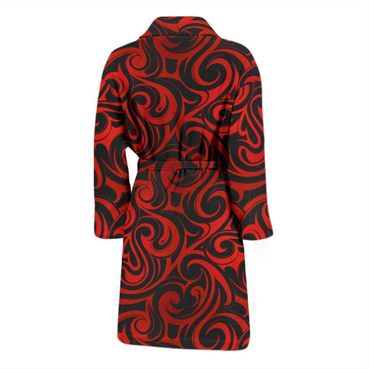 Maori Red Black Themed Design Men Bath Robe-JTAMIGO.COM