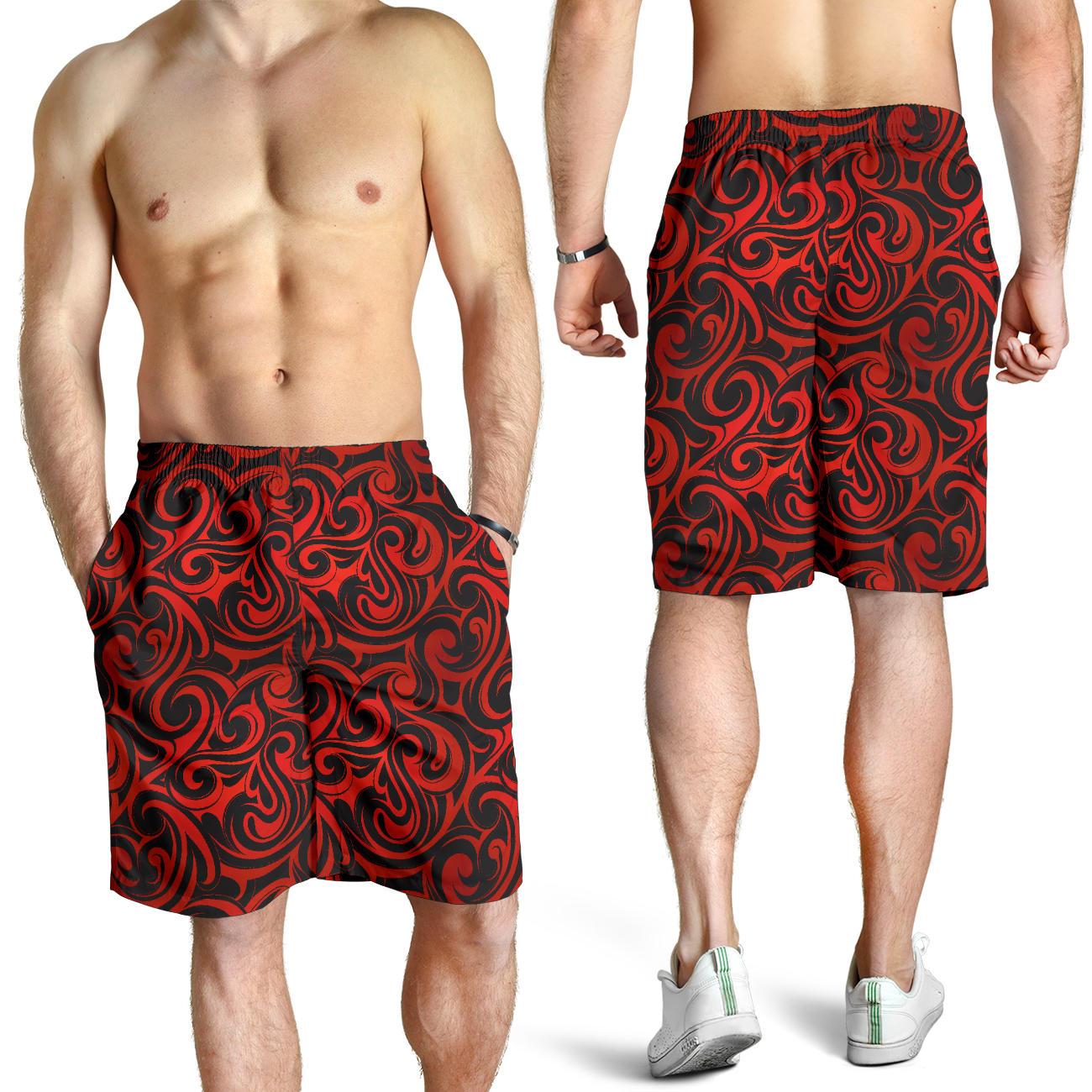 Maori Red Black Themed Design Mens Shorts-JTAMIGO.COM