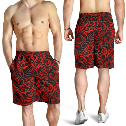 Maori Red Black Themed Design Mens Shorts-JTAMIGO.COM