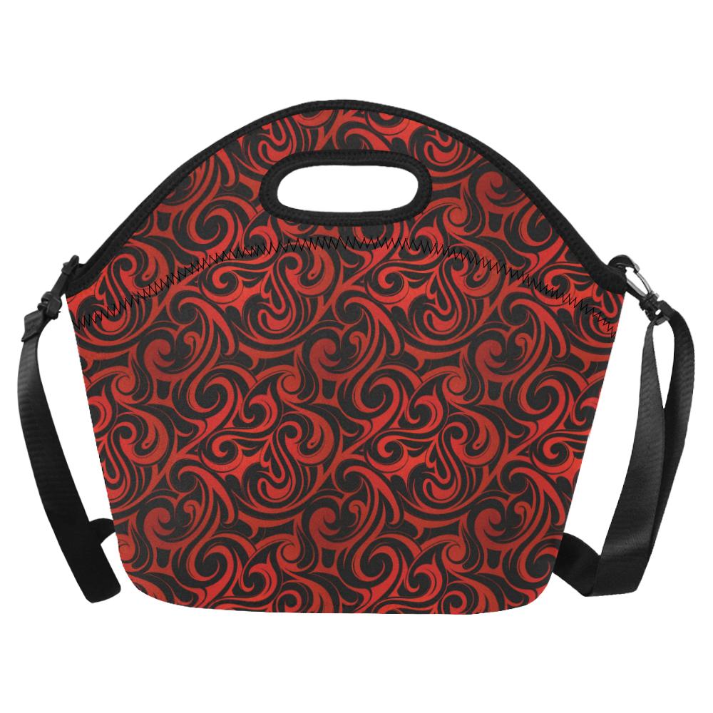 Maori Red Black Themed Design Neoprene Lunch Bag (Model 1669)(Large)-JTAMIGO.COM