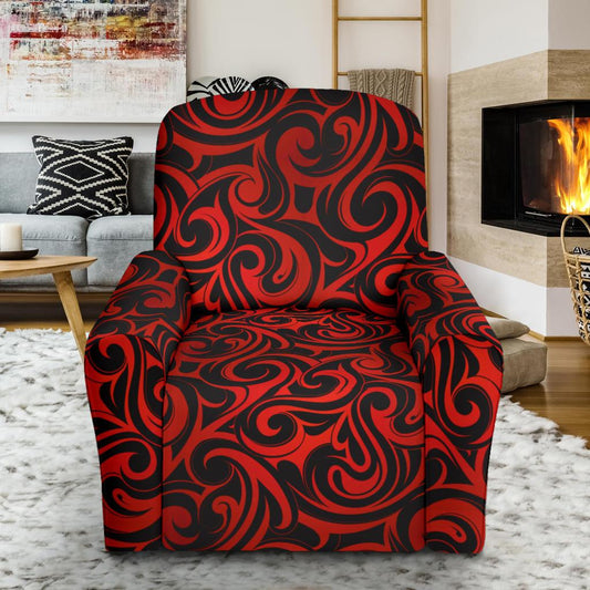 Maori Red Black Themed Design Single Sofa Slipcover -JTAMIGO.COM