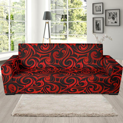 Maori Red Black Themed Design Sofa Slipcover-JTAMIGO.COM