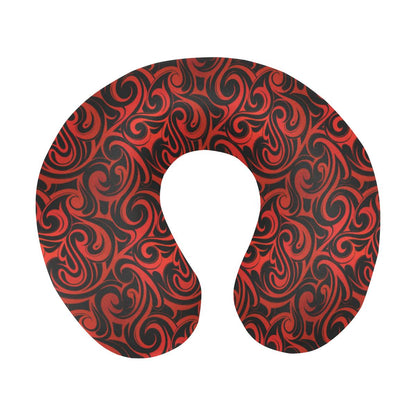 Maori Red Black Themed Design U-Shaped Travel Neck Pillow-JTAMIGO.COM