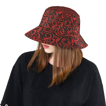 Maori Red Black Themed Design Unisex Bucket Hat