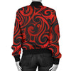 Maori Red Black Themed Design Women Casual Bomber Jacket