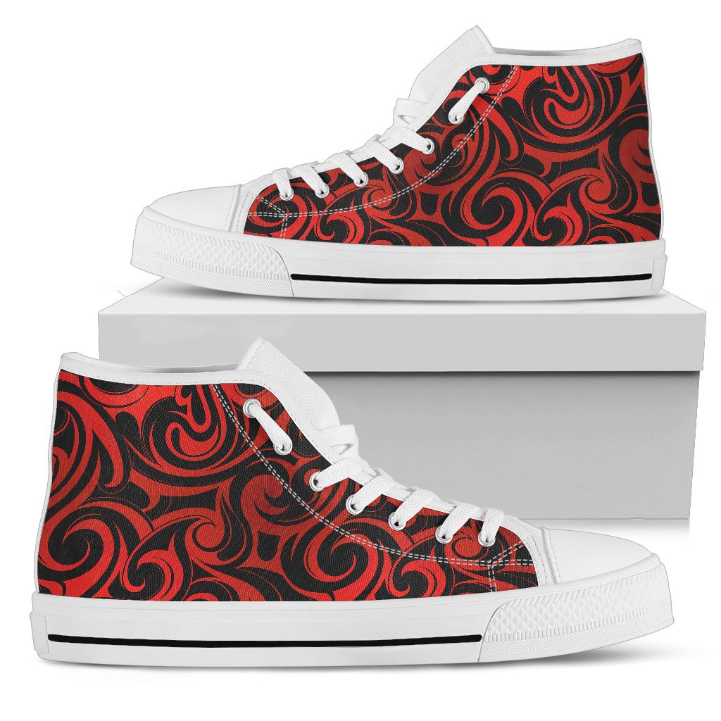 Maori Red Black Themed Design Women High Top Shoes