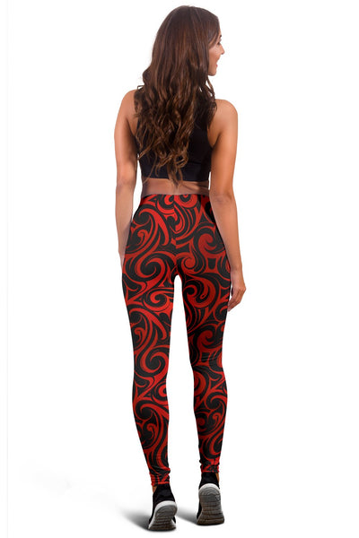 Maori Red Black Themed Design Women Leggings