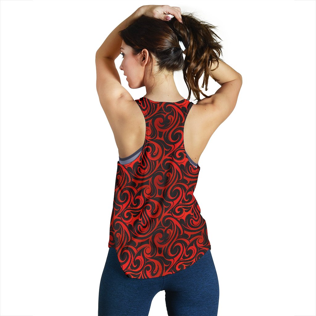 Maori Red Black Themed Design Women Racerback Tank Top