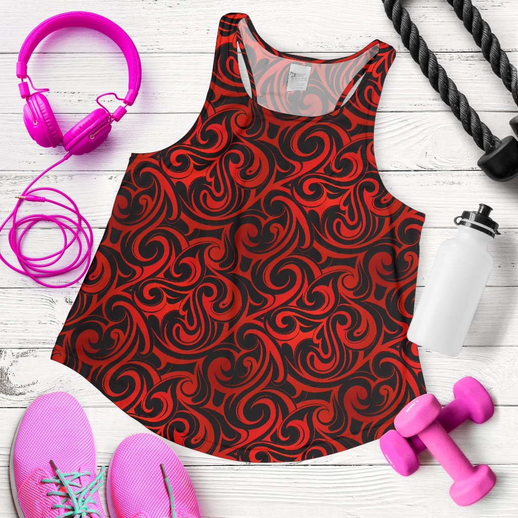 Maori Red Black Themed Design Women Racerback Tank Top