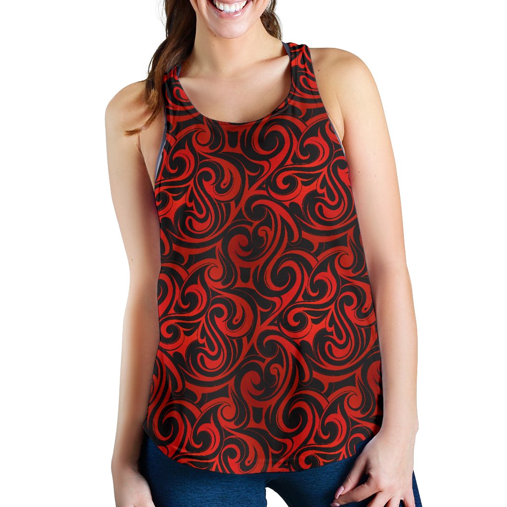 Maori Red Black Themed Design Women Racerback Tank Top
