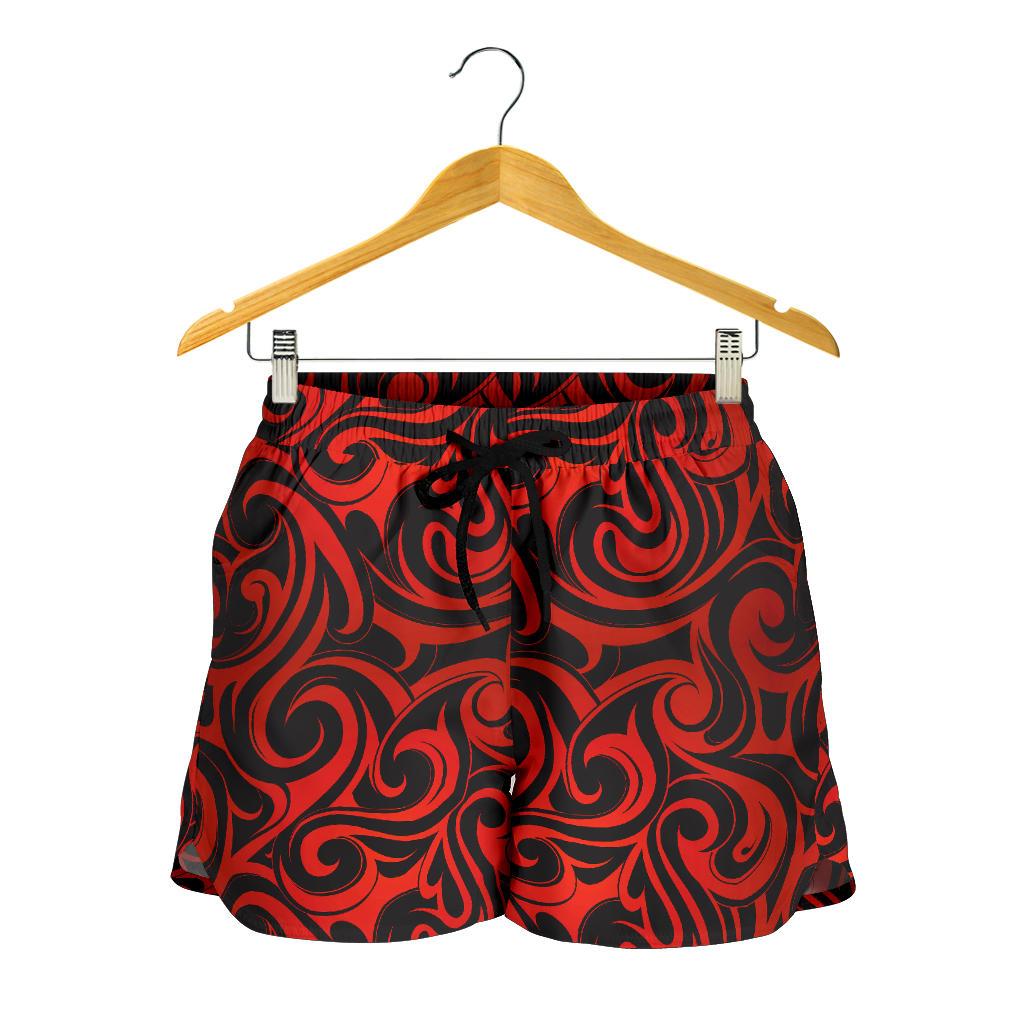 Maori Red Black Themed Design Women Shorts-JTAMIGO.COM