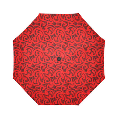 Maori Red Themed Design Print Automatic Foldable Umbrella