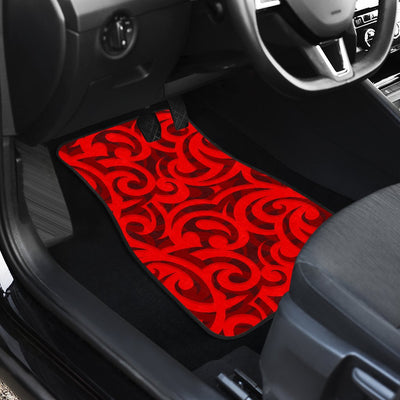 Maori Red Themed Design Print Car Floor Mats