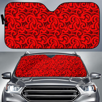Maori Red Themed Design Print Car Sun Shade For Windshield