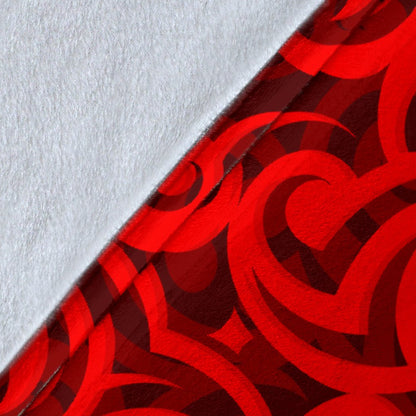 Maori Red Themed Design Print Fleece Blanket