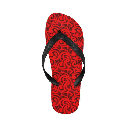 Maori Red Themed Design Print Flip Flops-JTAMIGO.COM