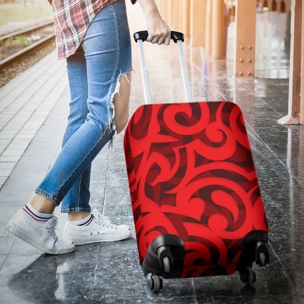 Maori Red Themed Design Print Luggage Cover Protector