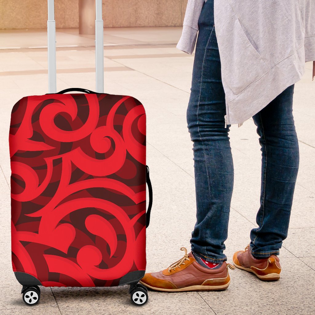 Maori Red Themed Design Print Luggage Cover Protector
