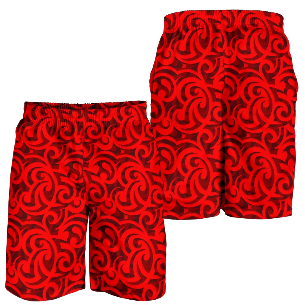 Maori Red Themed Design Print Mens Shorts-JTAMIGO.COM