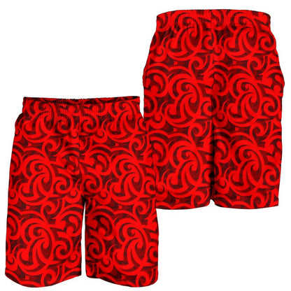 Maori Red Themed Design Print Mens Shorts-JTAMIGO.COM