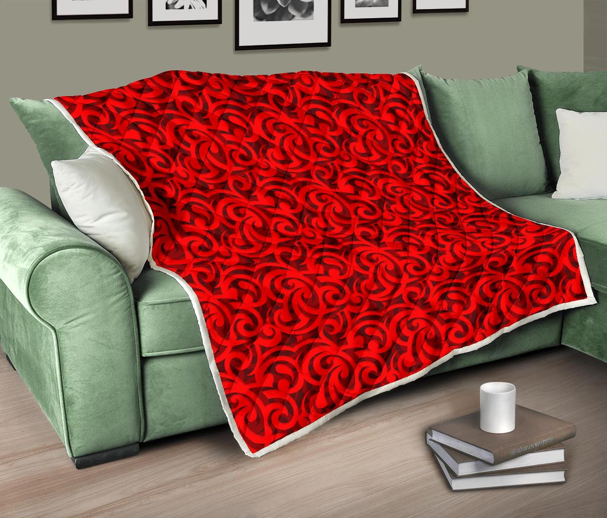 Maori Red Themed Design Print Premium Quilt-JTAMIGO.COM
