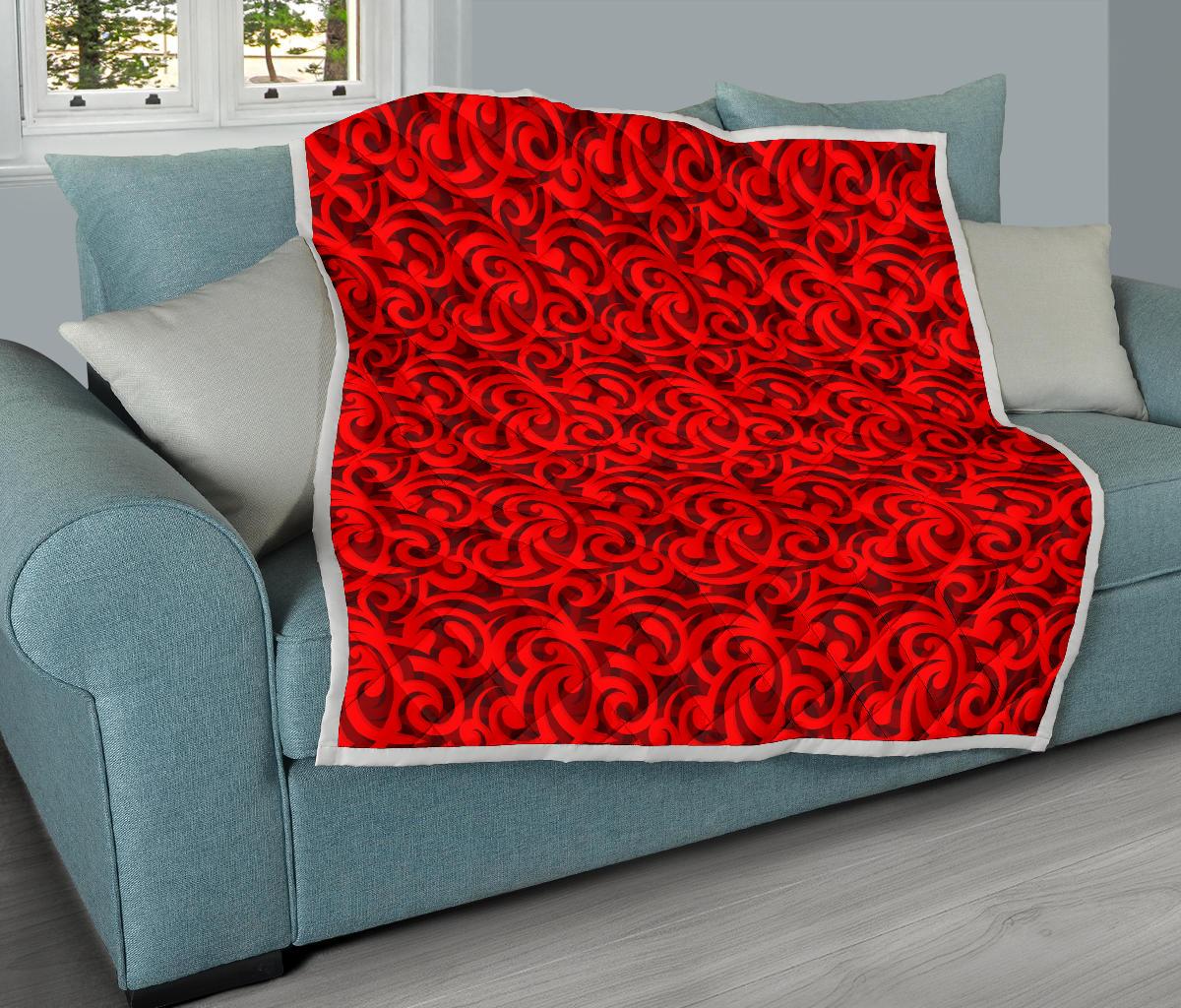 Maori Red Themed Design Print Premium Quilt-JTAMIGO.COM