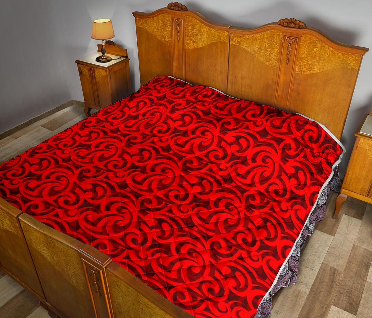 Maori Red Themed Design Print Premium Quilt-JTAMIGO.COM