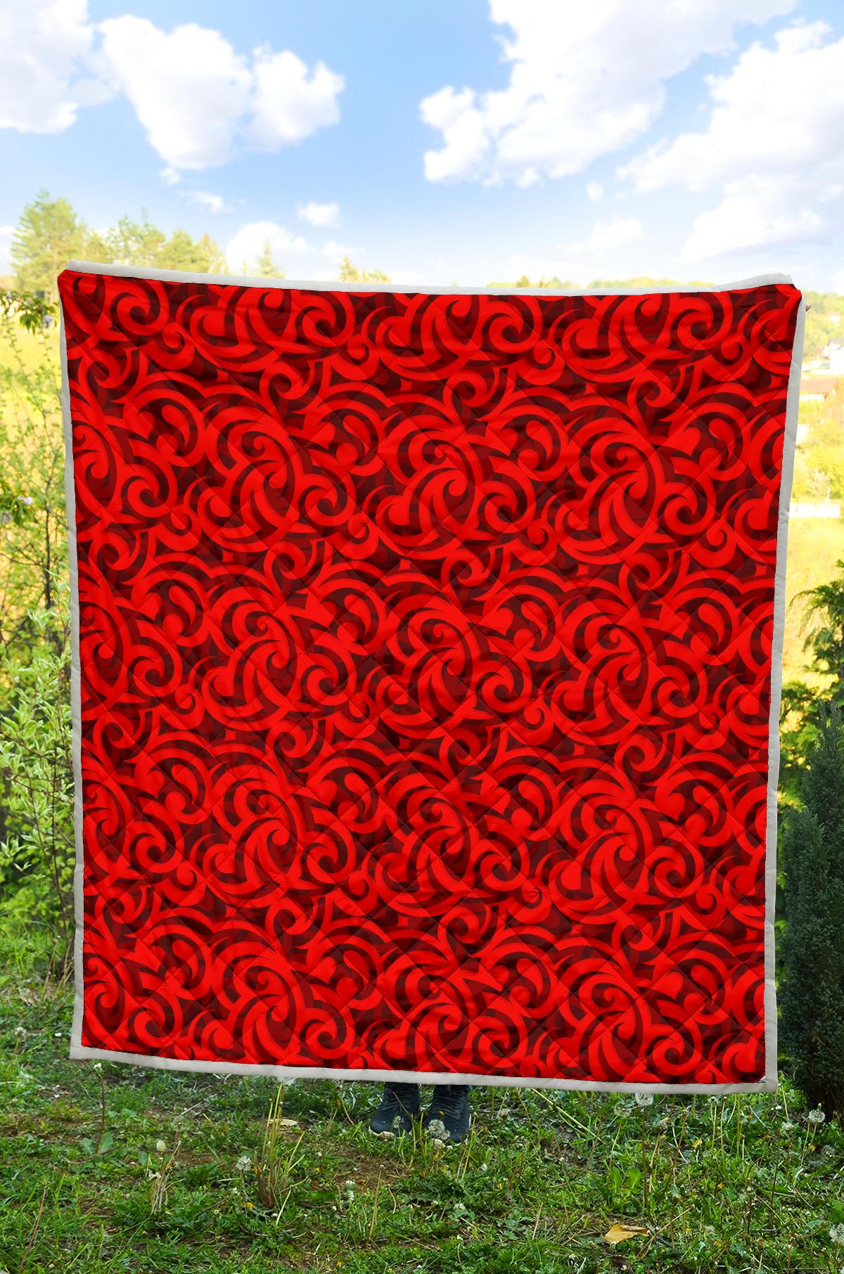 Maori Red Themed Design Print Premium Quilt-JTAMIGO.COM