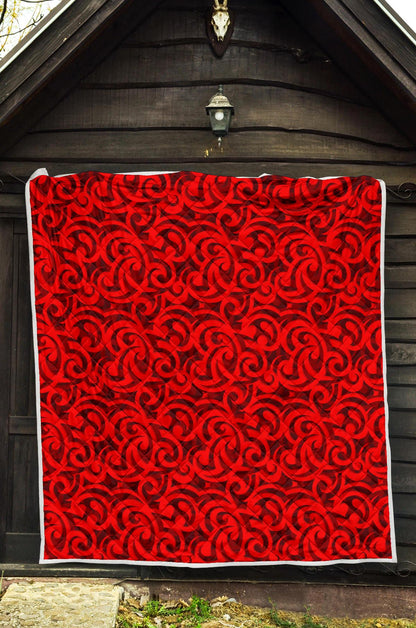 Maori Red Themed Design Print Premium Quilt-JTAMIGO.COM