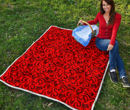 Maori Red Themed Design Print Premium Quilt-JTAMIGO.COM