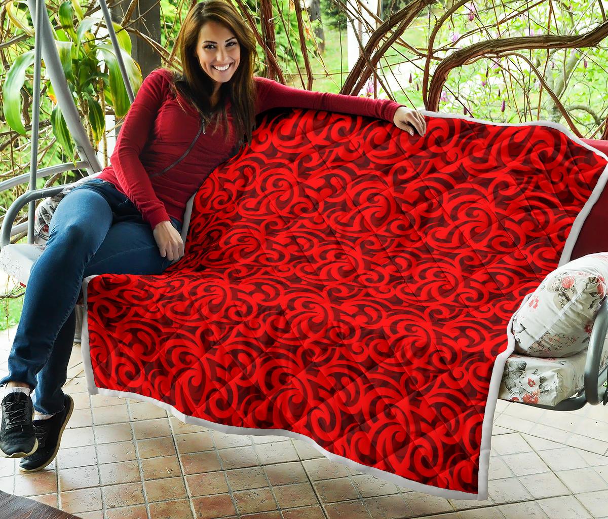 Maori Red Themed Design Print Premium Quilt-JTAMIGO.COM