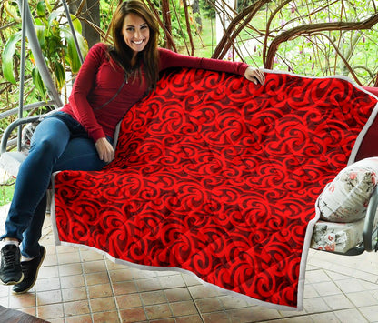 Maori Red Themed Design Print Premium Quilt-JTAMIGO.COM