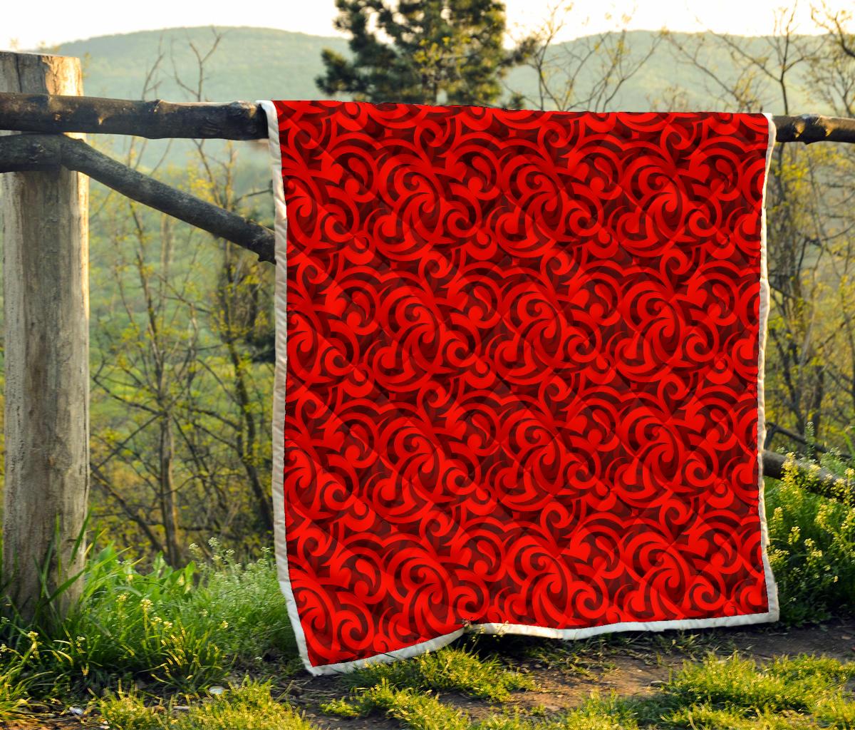 Maori Red Themed Design Print Premium Quilt-JTAMIGO.COM