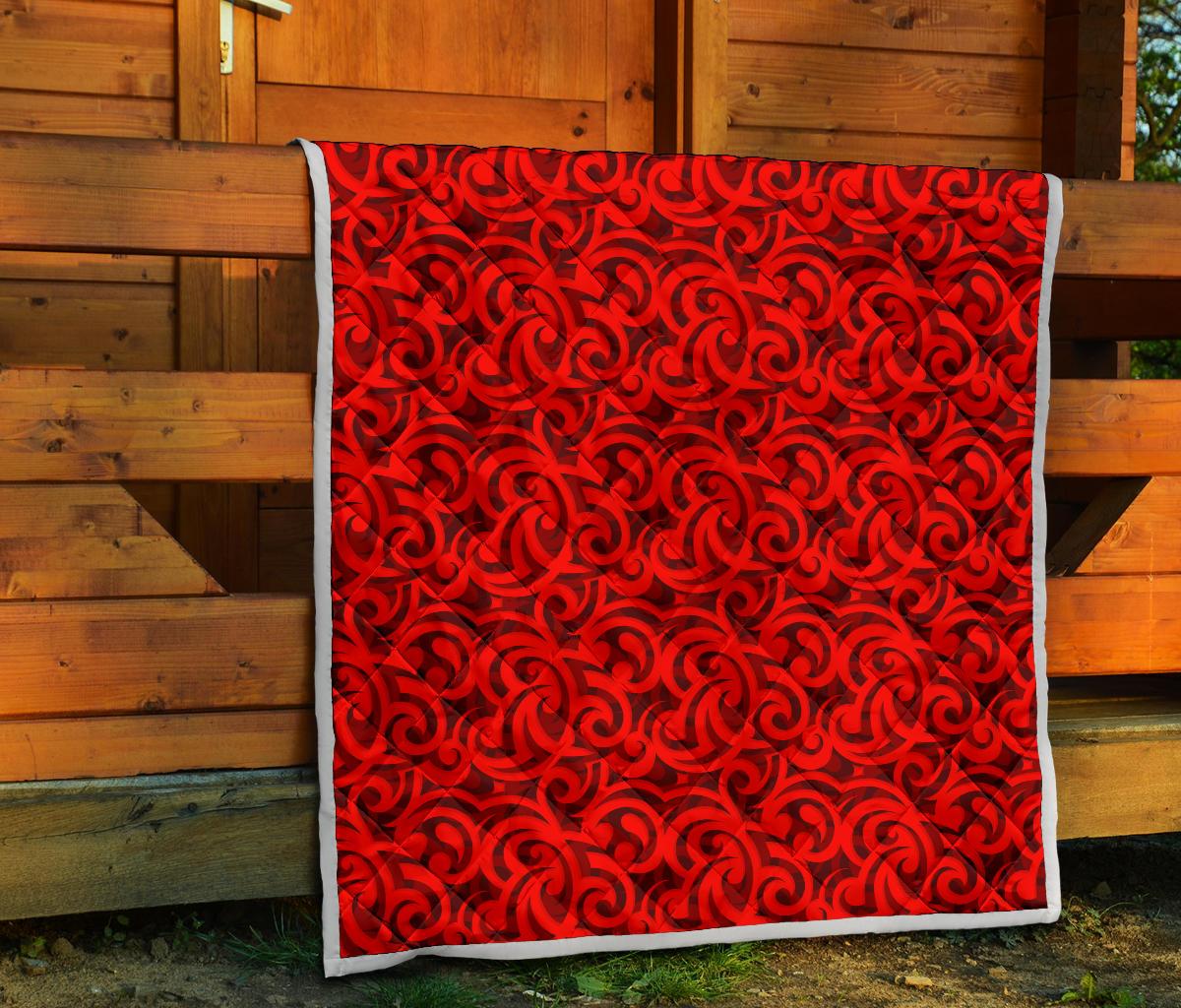 Maori Red Themed Design Print Premium Quilt-JTAMIGO.COM