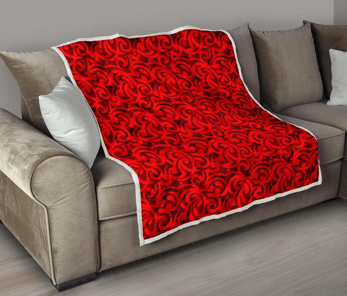 Maori Red Themed Design Print Premium Quilt-JTAMIGO.COM