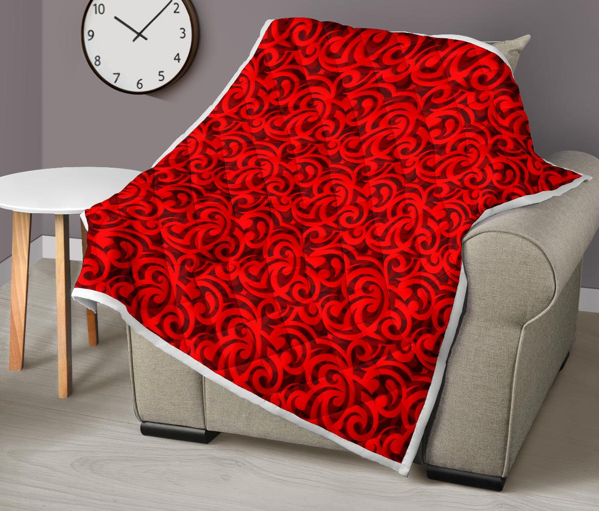 Maori Red Themed Design Print Premium Quilt-JTAMIGO.COM